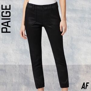 PAIGE MAISLEY JOGGER IN BLACK FOG LUXE COATING NWT SIZE 34